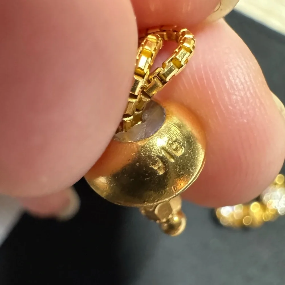 22K Solid Gold Adjustable Bracelet Double Chain Beaded Design ! ✨ - Picture 4 of 6